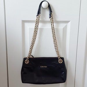 Calvin Klein Black with Adjustable Gold Chain Crossbody Shoulder Bag Purse